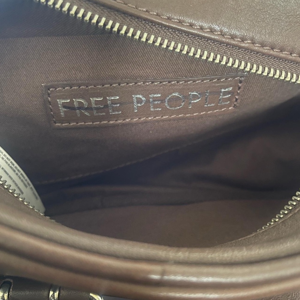 Free People Say Yes Bag Mini Chocolate Brown Leather Buckle Accents Boho Chic - Picture 6 of 8